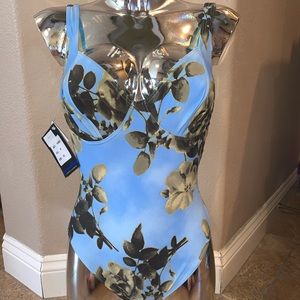 NWT Blue Mediterranean Print One Piece Bikini